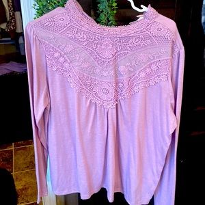 Purple blouse with lace detail